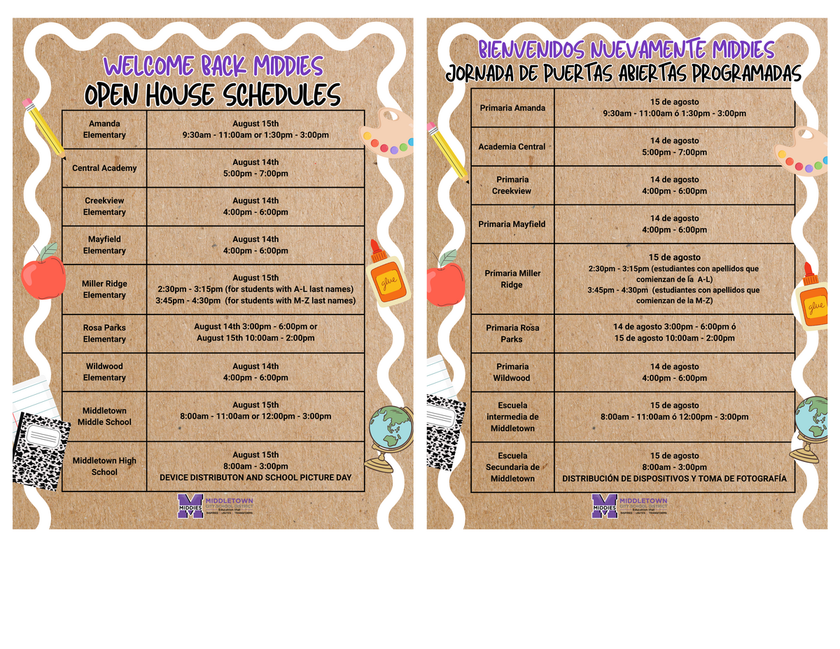 Image with open house times listed